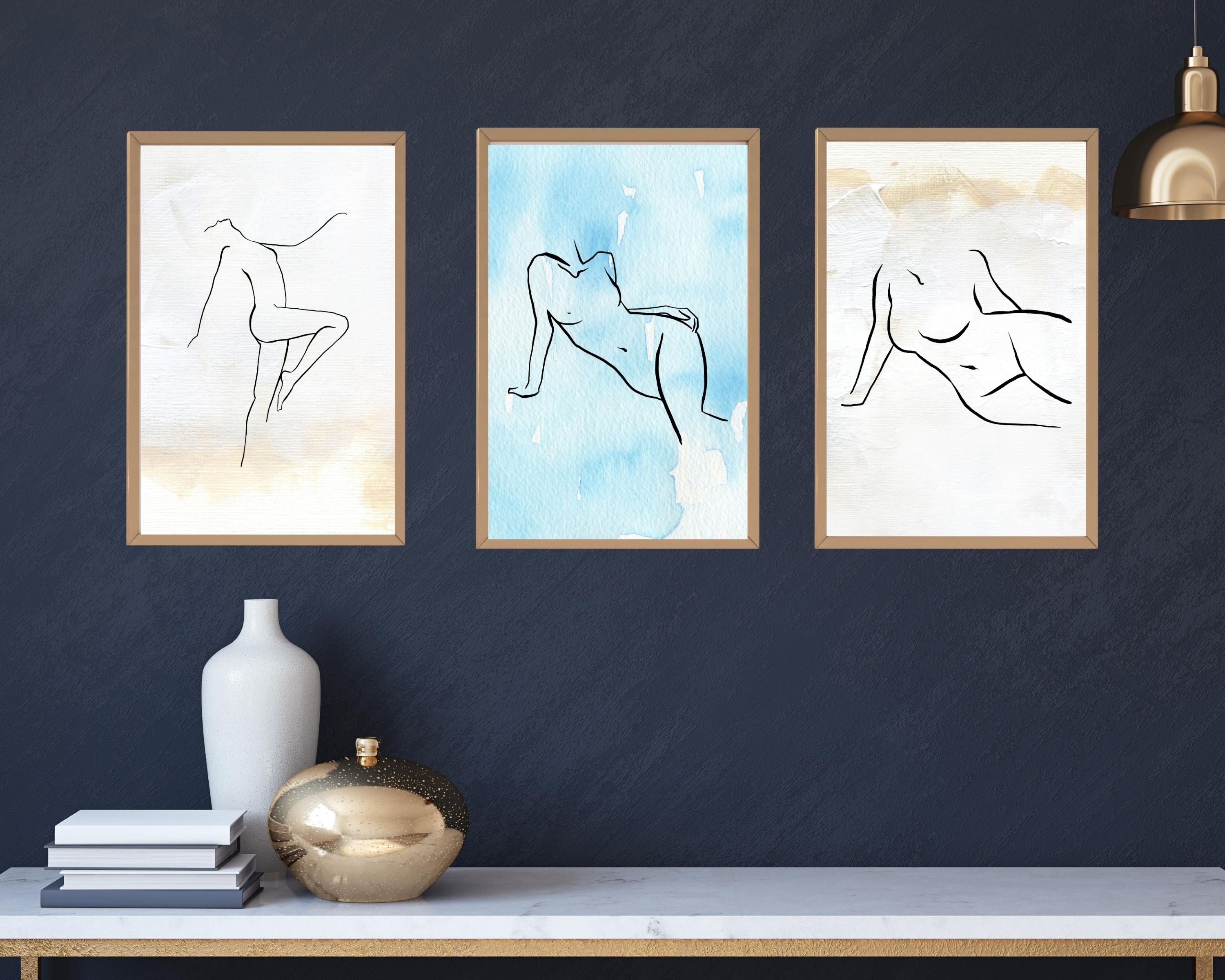 Abstract Terracotta Art Prints | White Sky Blue
