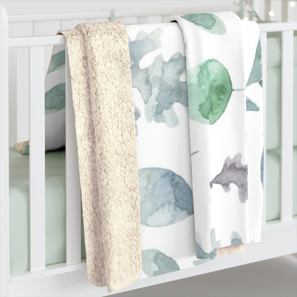 Floral Comfy Blanket | Teal Green Leaves