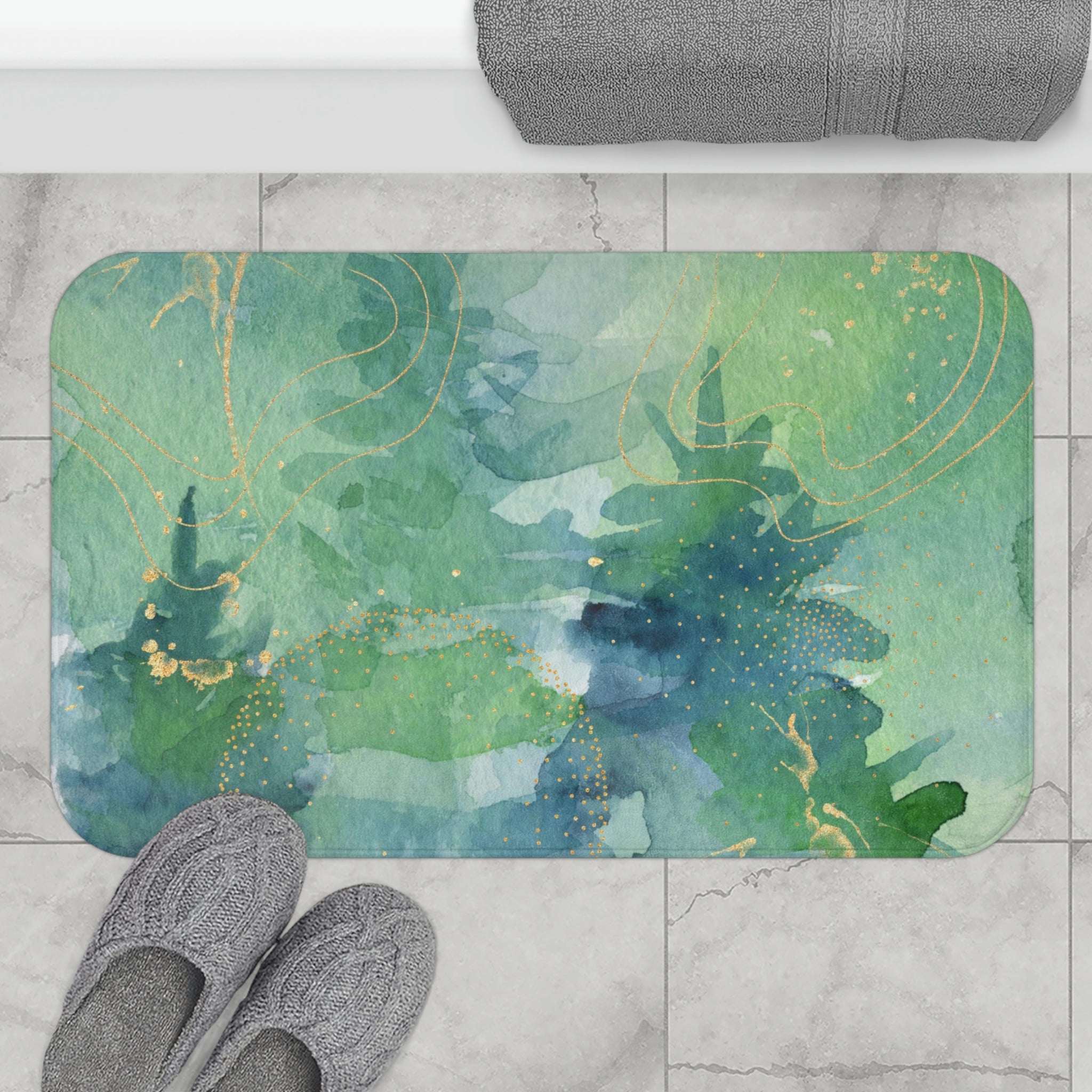 modern floral bath mat