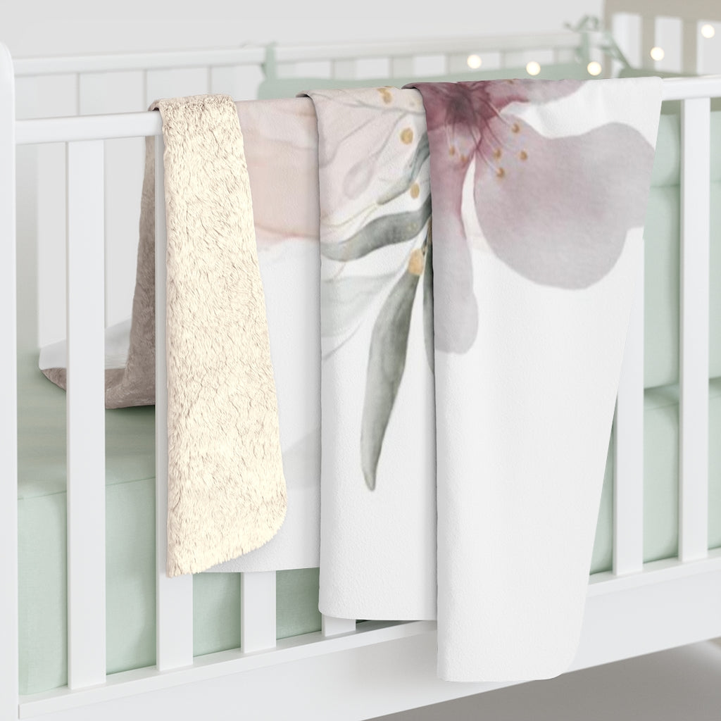 Floral Comfy Blanket | White Gold Mauve