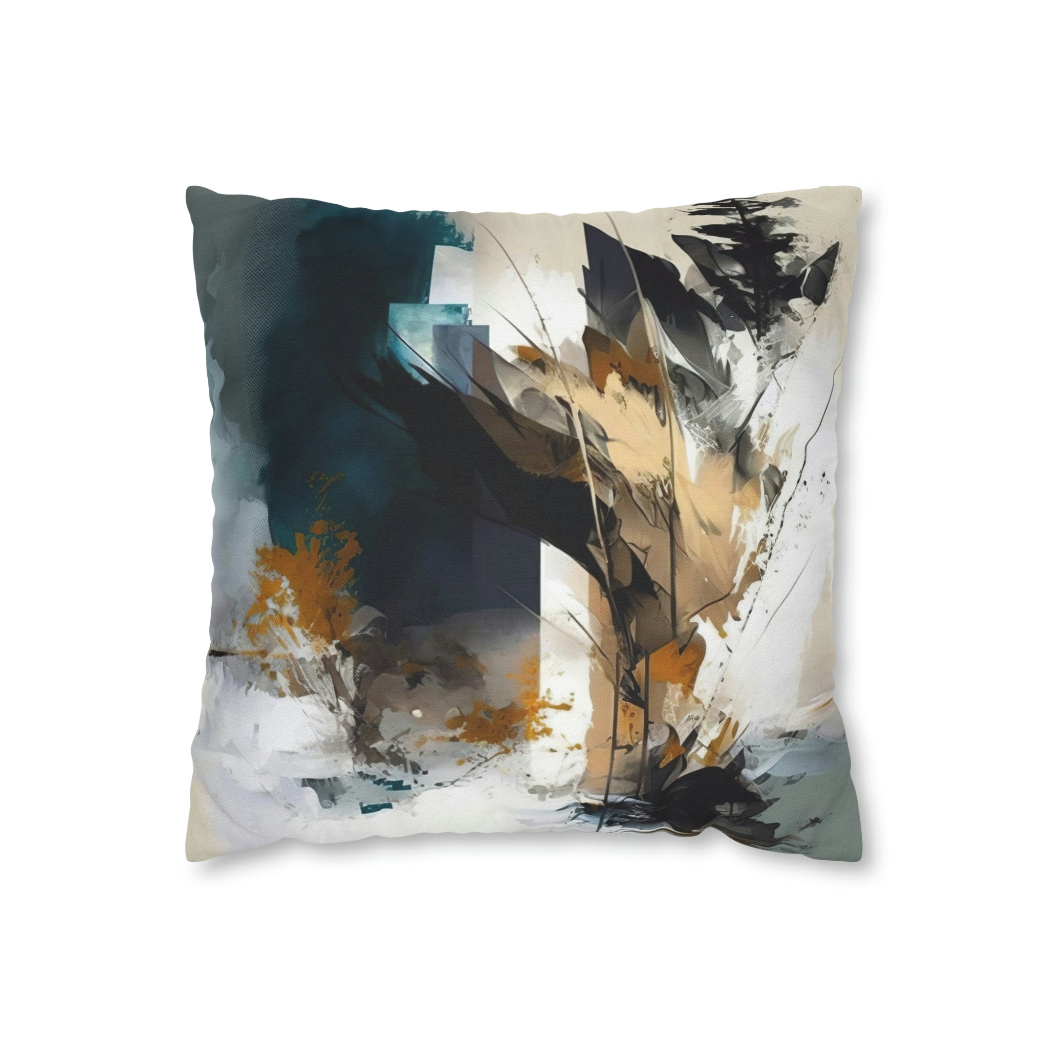 Abstract Pillow Cover | Beige Blue White