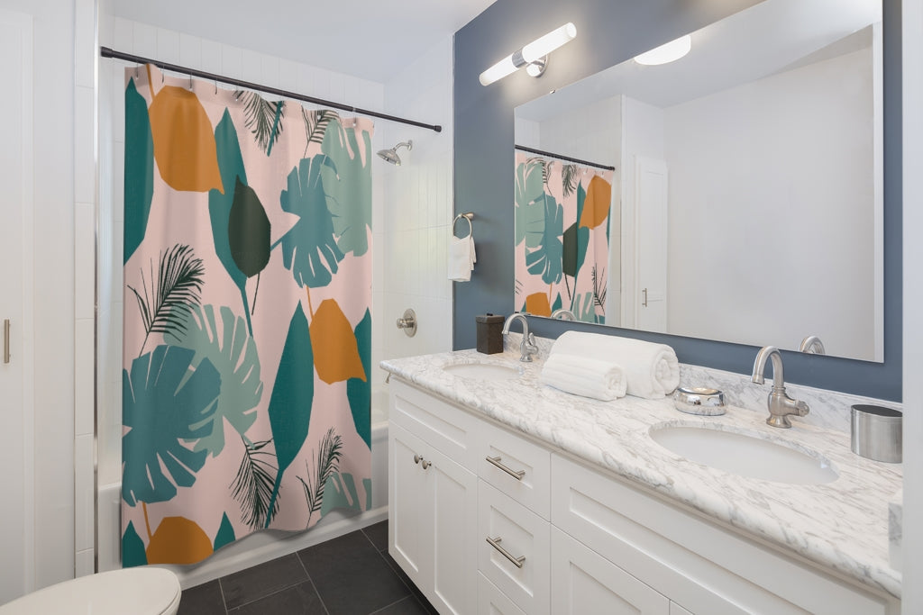 Pink and Green Boho Shower curtain