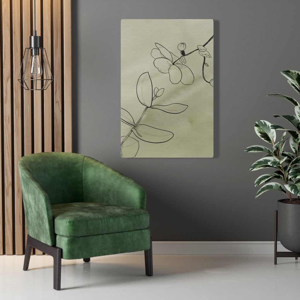 FLORAL WALL CANVAS ART | Green Line Art Flowers