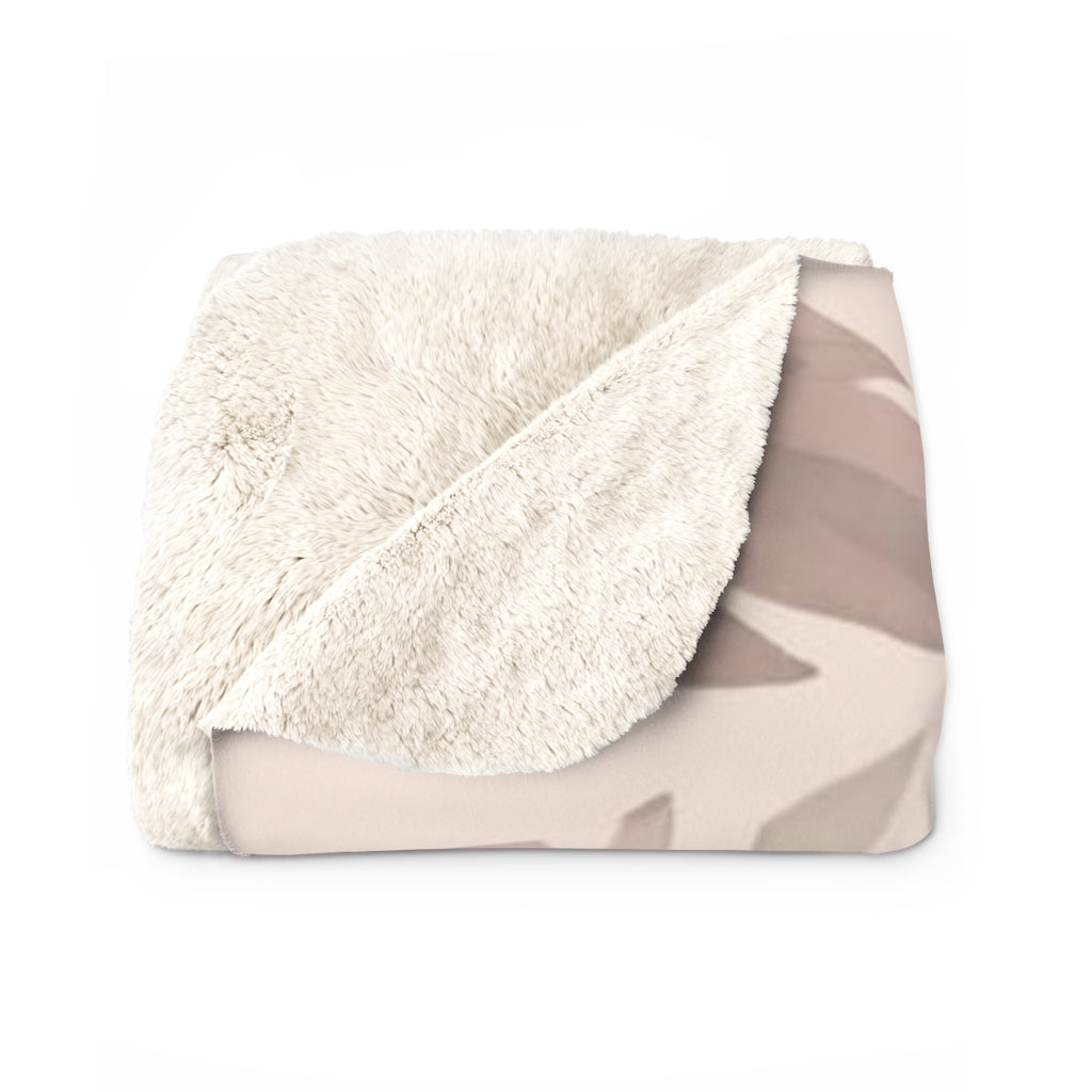 Floral Comfy Blanket | Beige Tropical Leaves