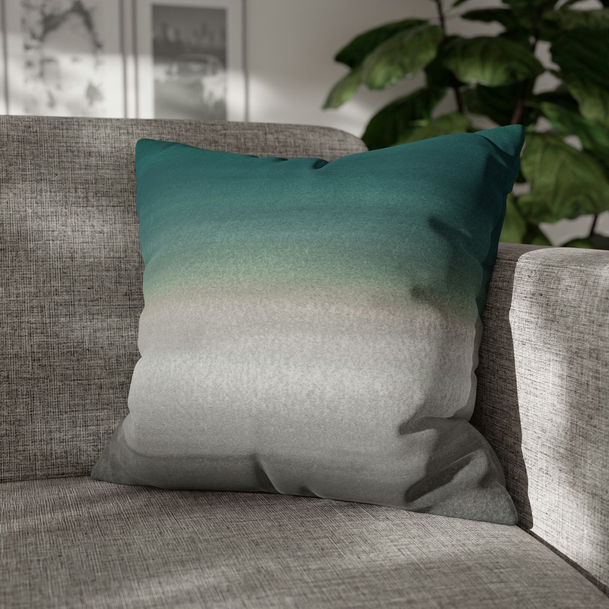 Abstract Boho Pillow Cover | Green Grey Gradient