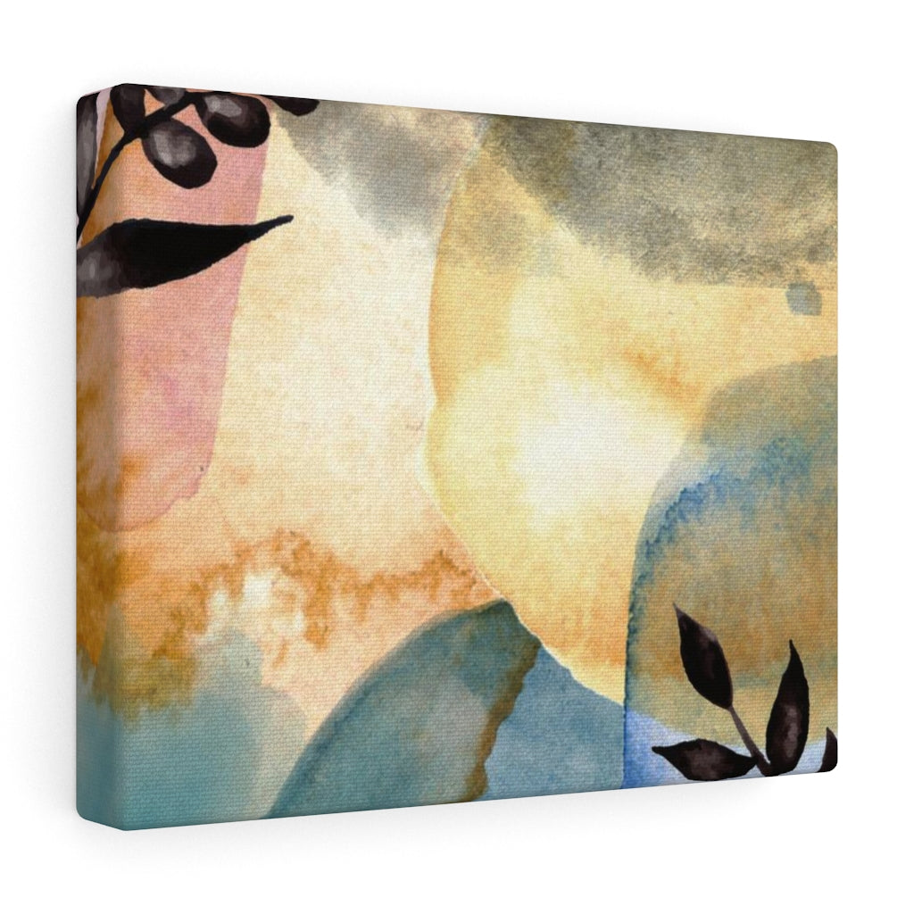 FLORAL WALL CANVAS ART | Yellow Black Blue