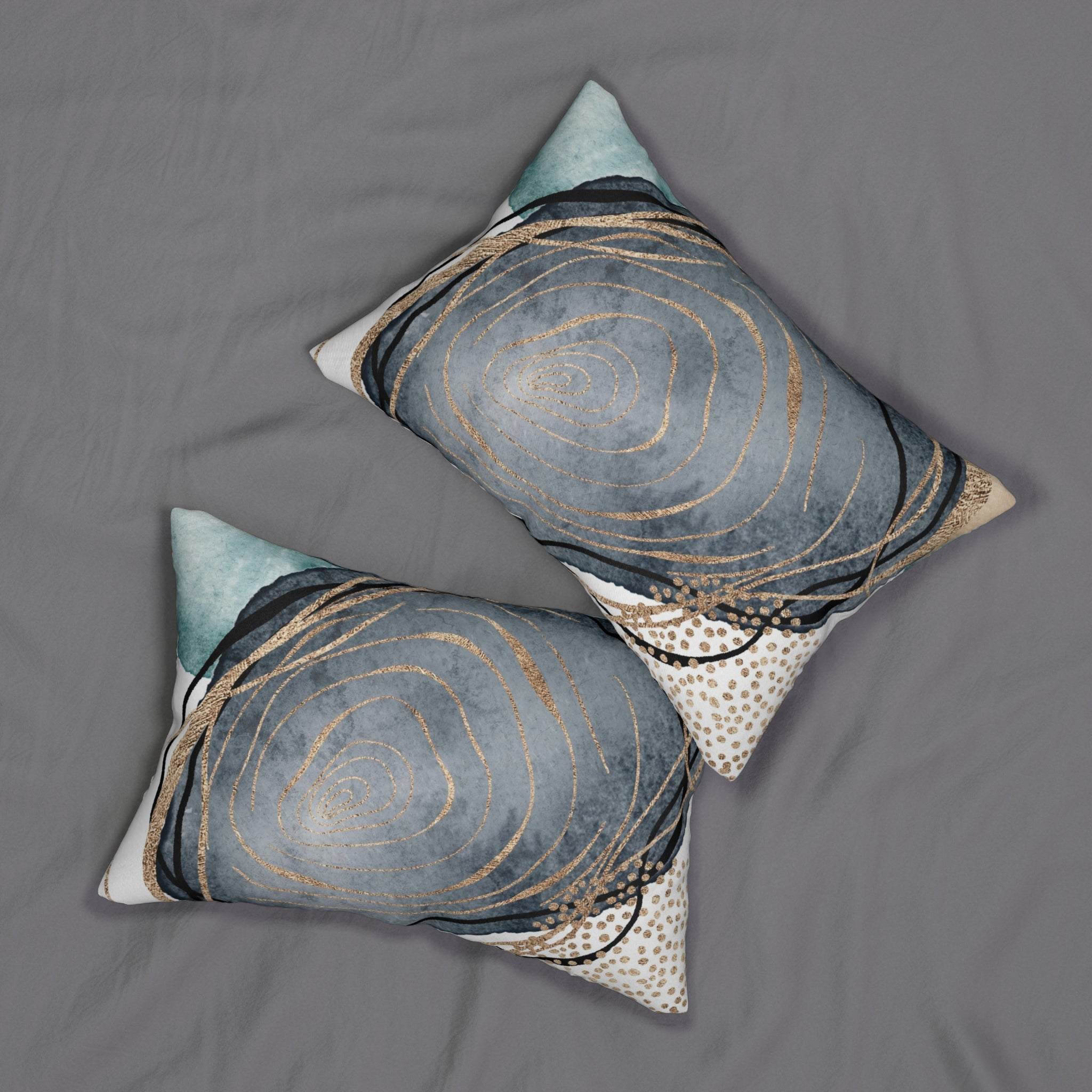 Abstract Lumbar Pillow | Navy Gold Beige, Blue Black