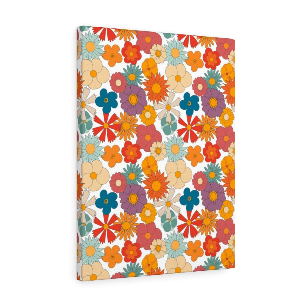 FLORAL WALL CANVAS ART | Mint Blue Red Yellow Beige