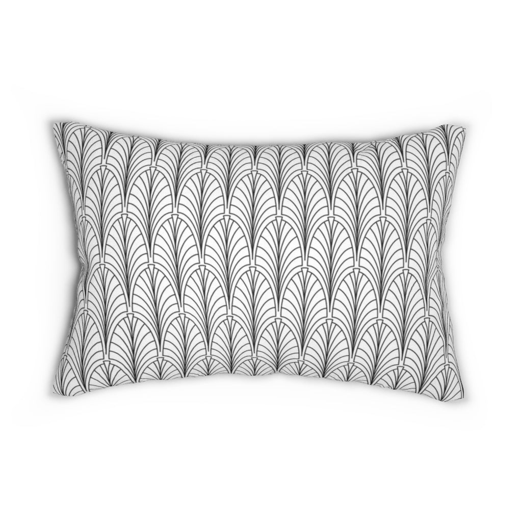 Modern Boho Lumbar Pillow | Grey Art Deco