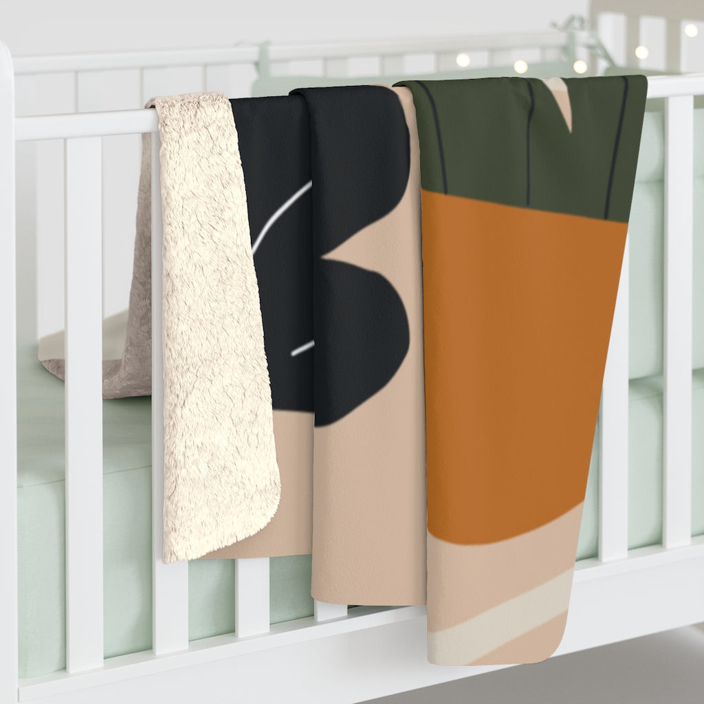 Naked Woman, House Plant, Modern Abstract, Blanket