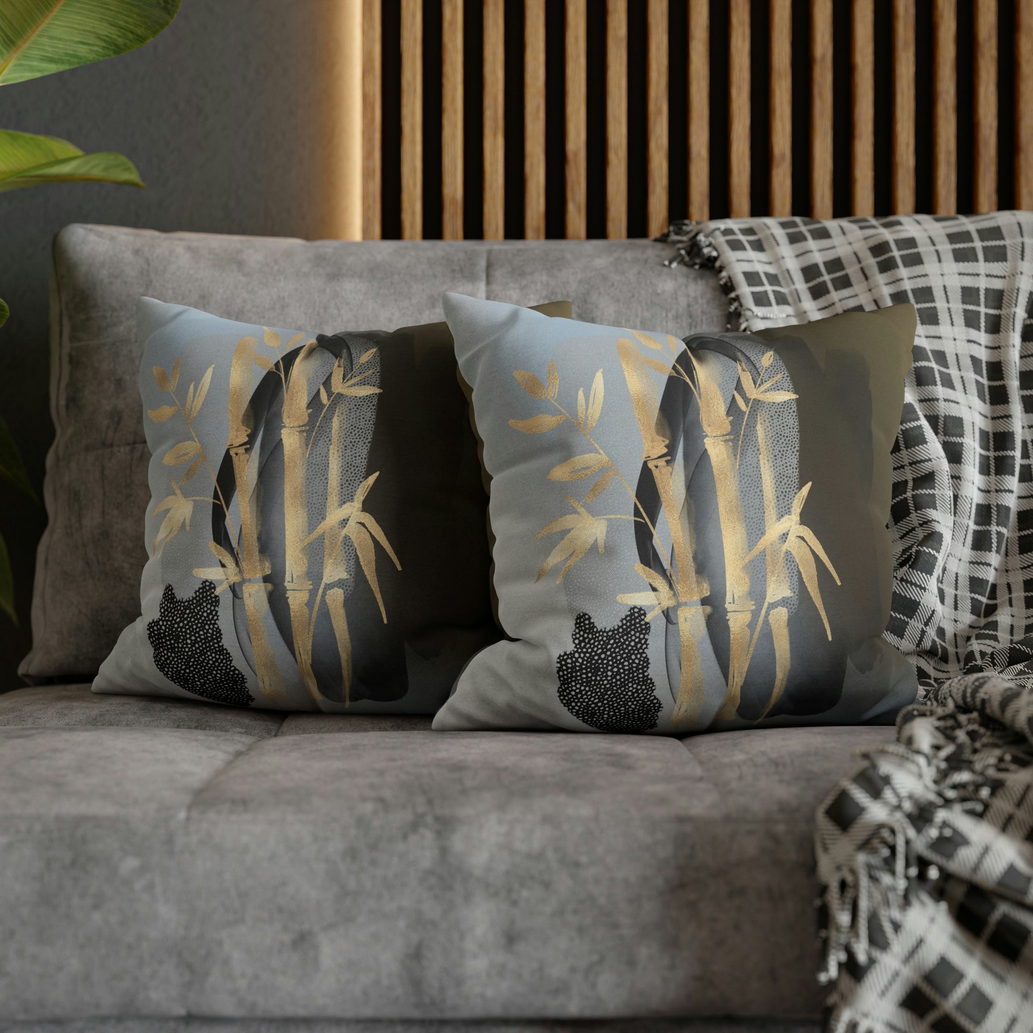 Abstract Boho Pillow Cover | Gold Bamboo
