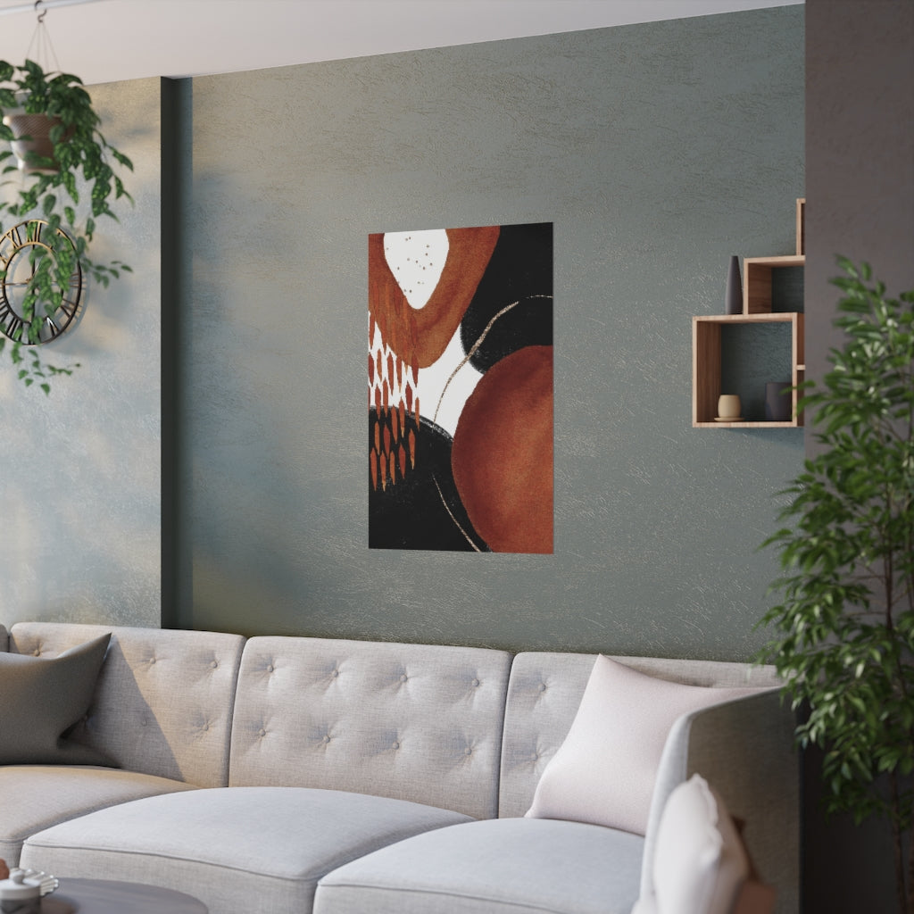 Abstract Boho Art Prints | Burnt Orange Black