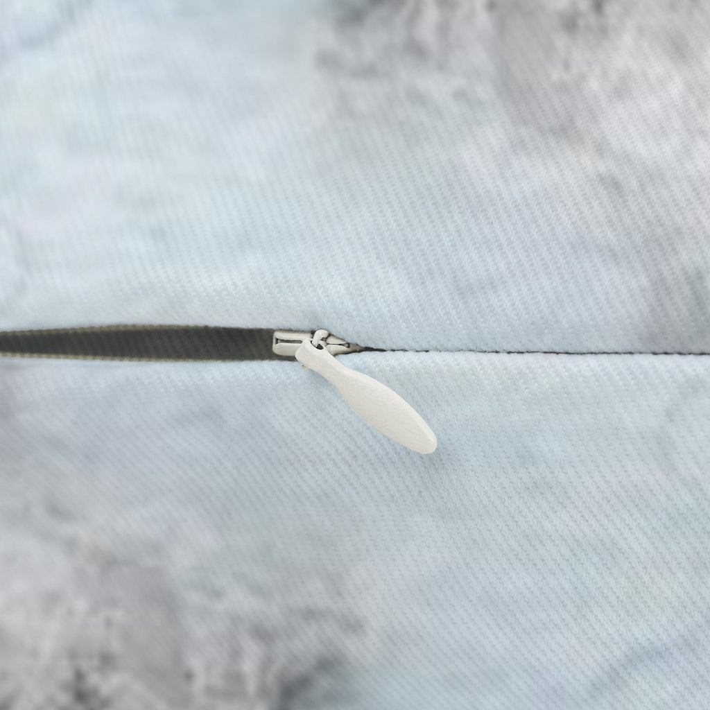 Abstract Boho Lumbar Pillow | White Pastel Blue Black Gold