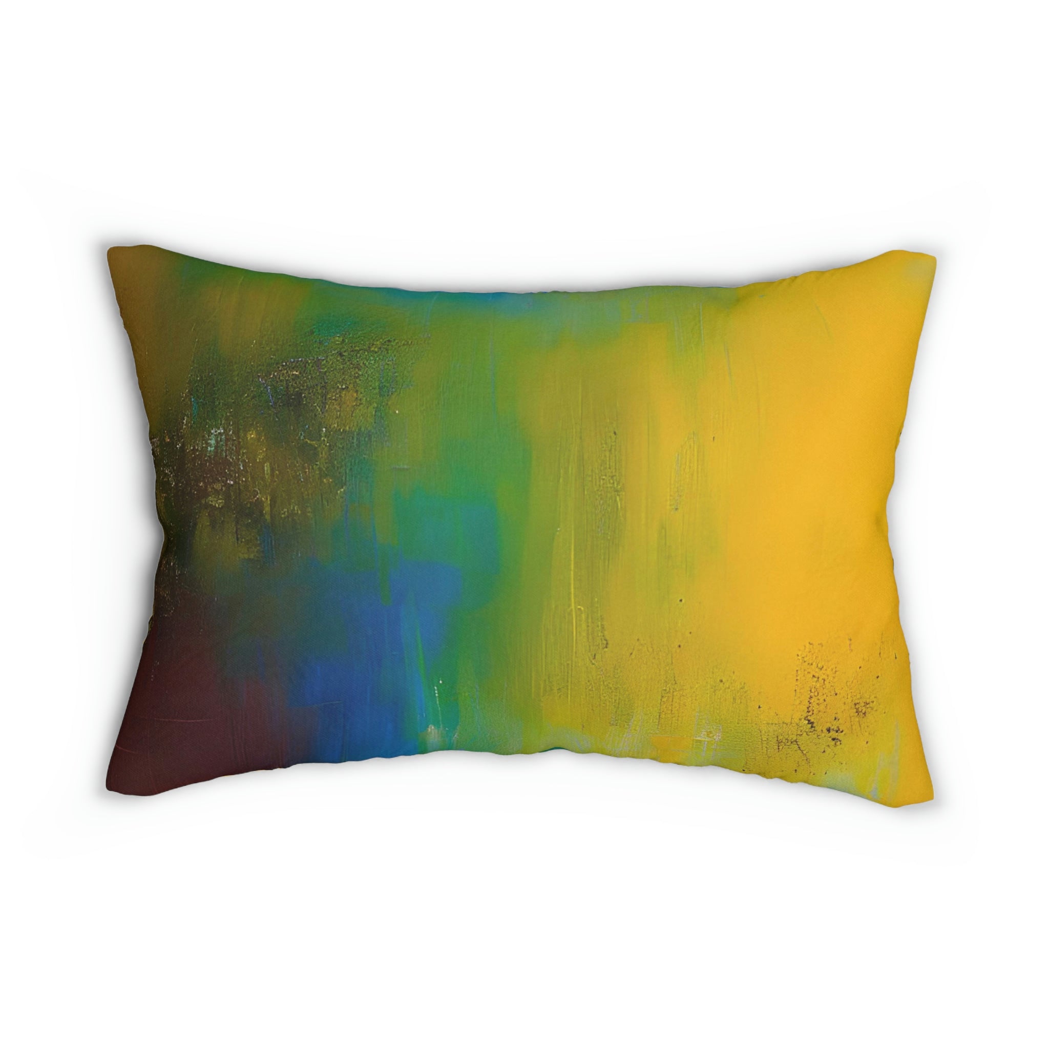 Abstract Lumbar Pillow | Yellow Blue Green