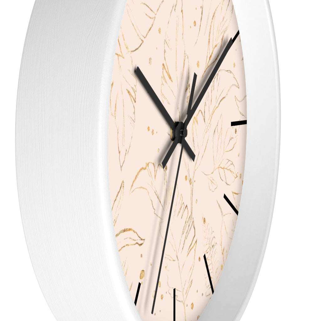 Floral 10" Wood Wall Clock | Blush Pink Gold