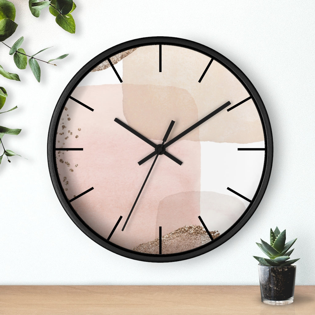 Wood, Wall Clock, Pastel, Blush Pink 10"