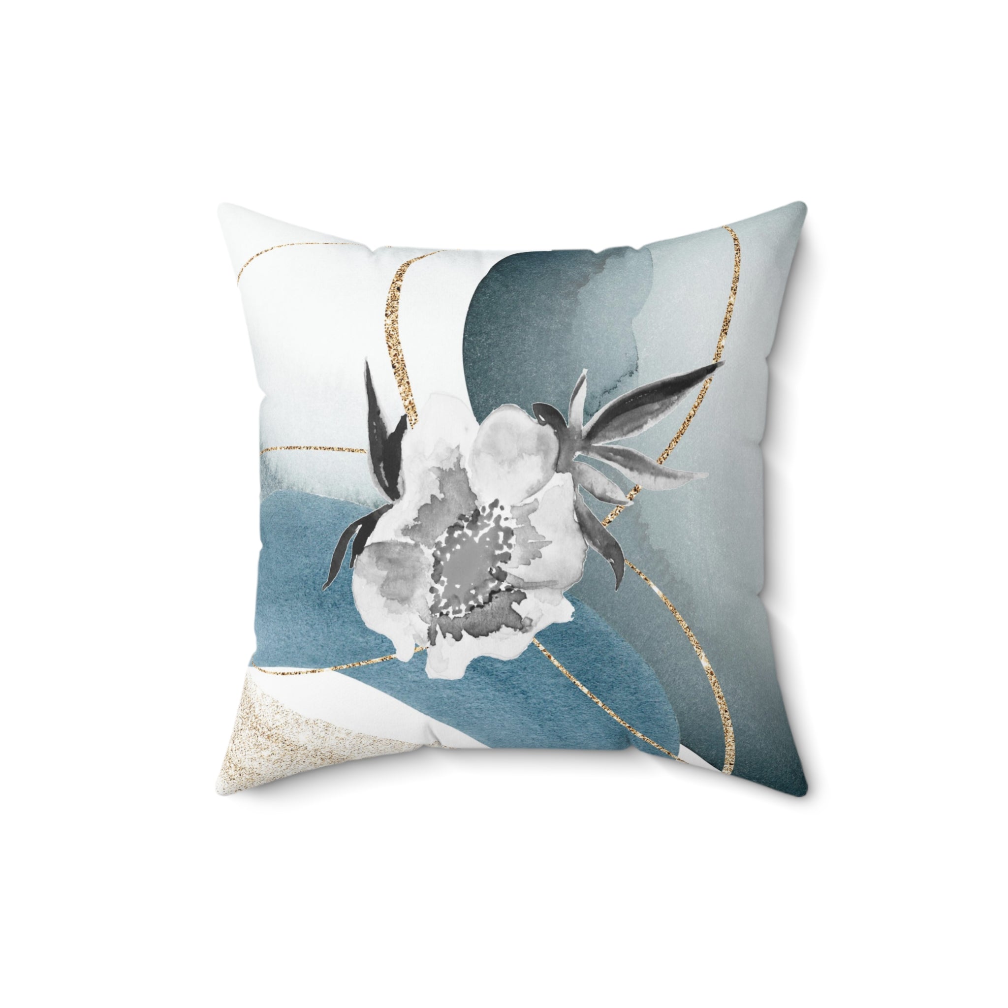 Abstract Floral Pillow Cover | Blue Grey