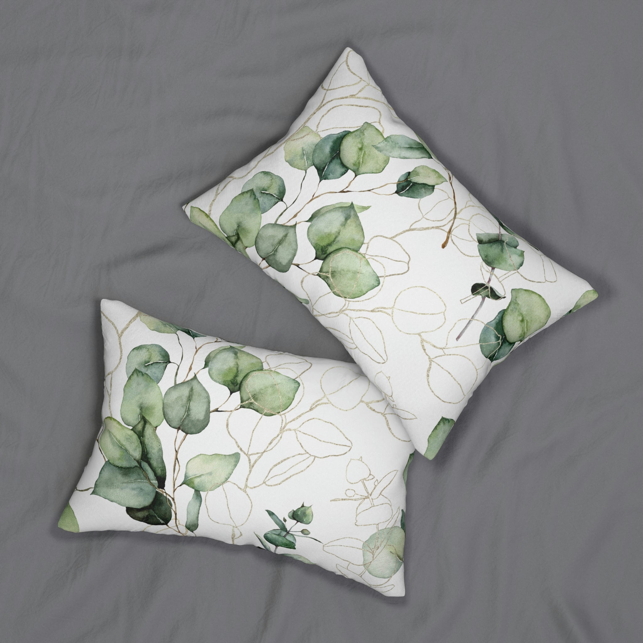 Eucalyptus Floral Lumbar Pillow | Sage Green White