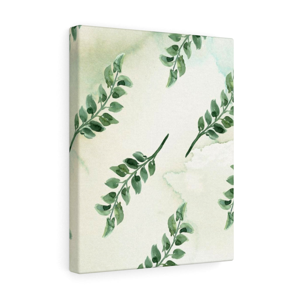 FLORAL WALL CANVAS ART | White Green Leaves