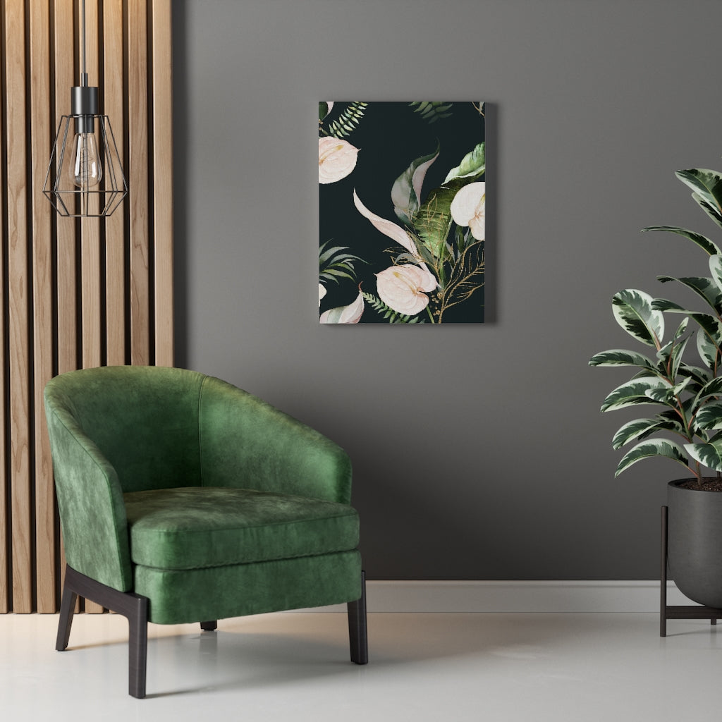 FLORAL WALL CANVAS ART | Black Green Beige