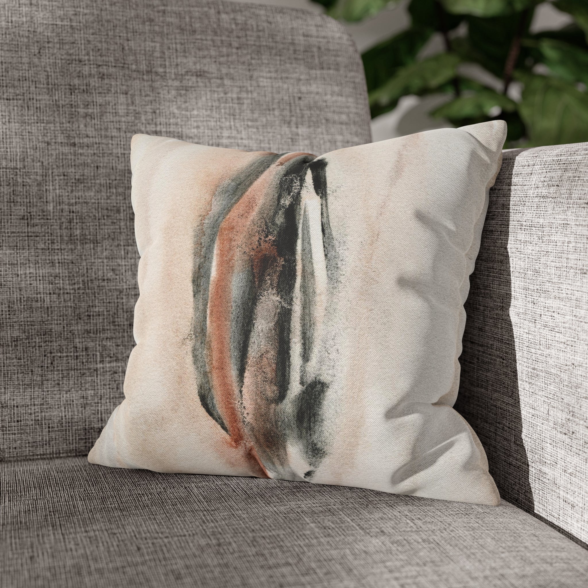 Abstract Pillow Cover | Blush Beige Black Beige Ombre
