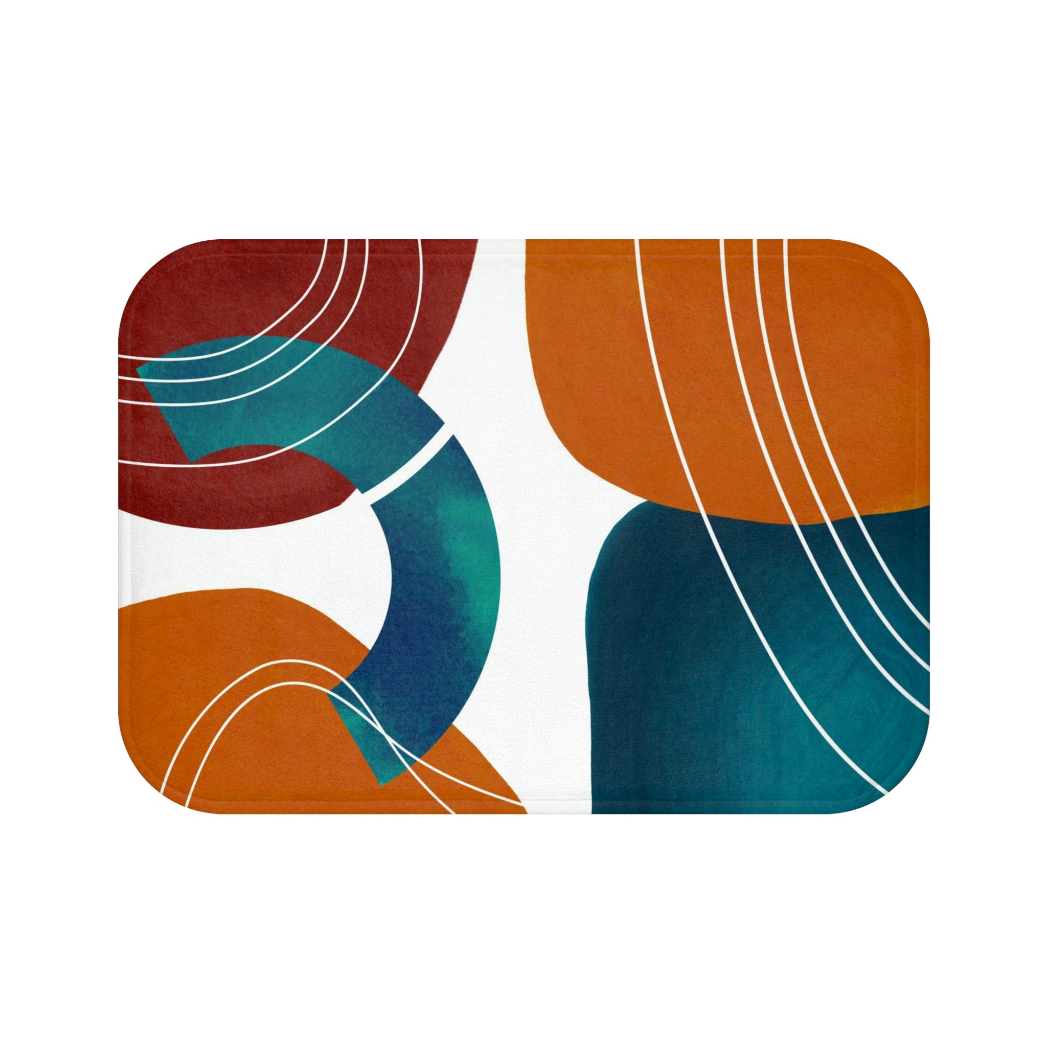 Teal Rust Orange Minimalist | Abstract Bath Mat