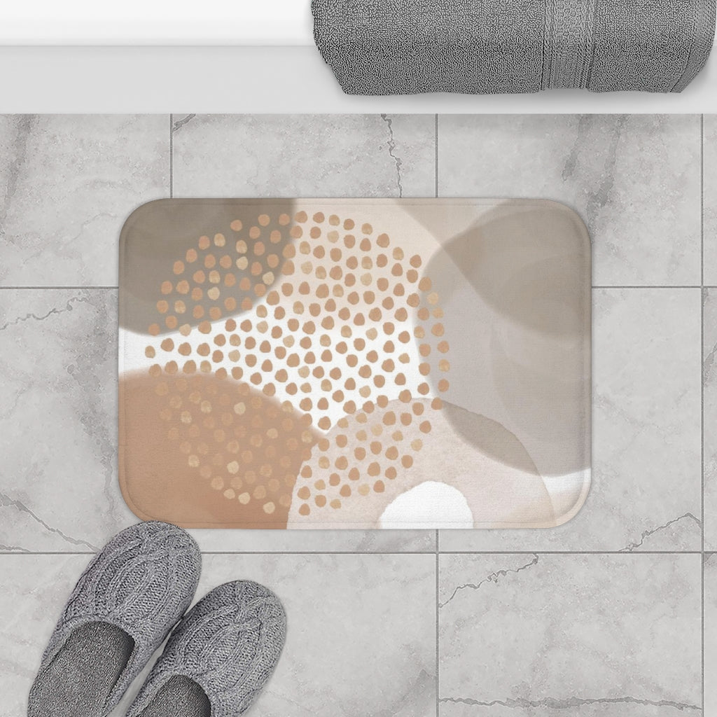 Abstract Boho Bath Mat | Rustic Beige Cream