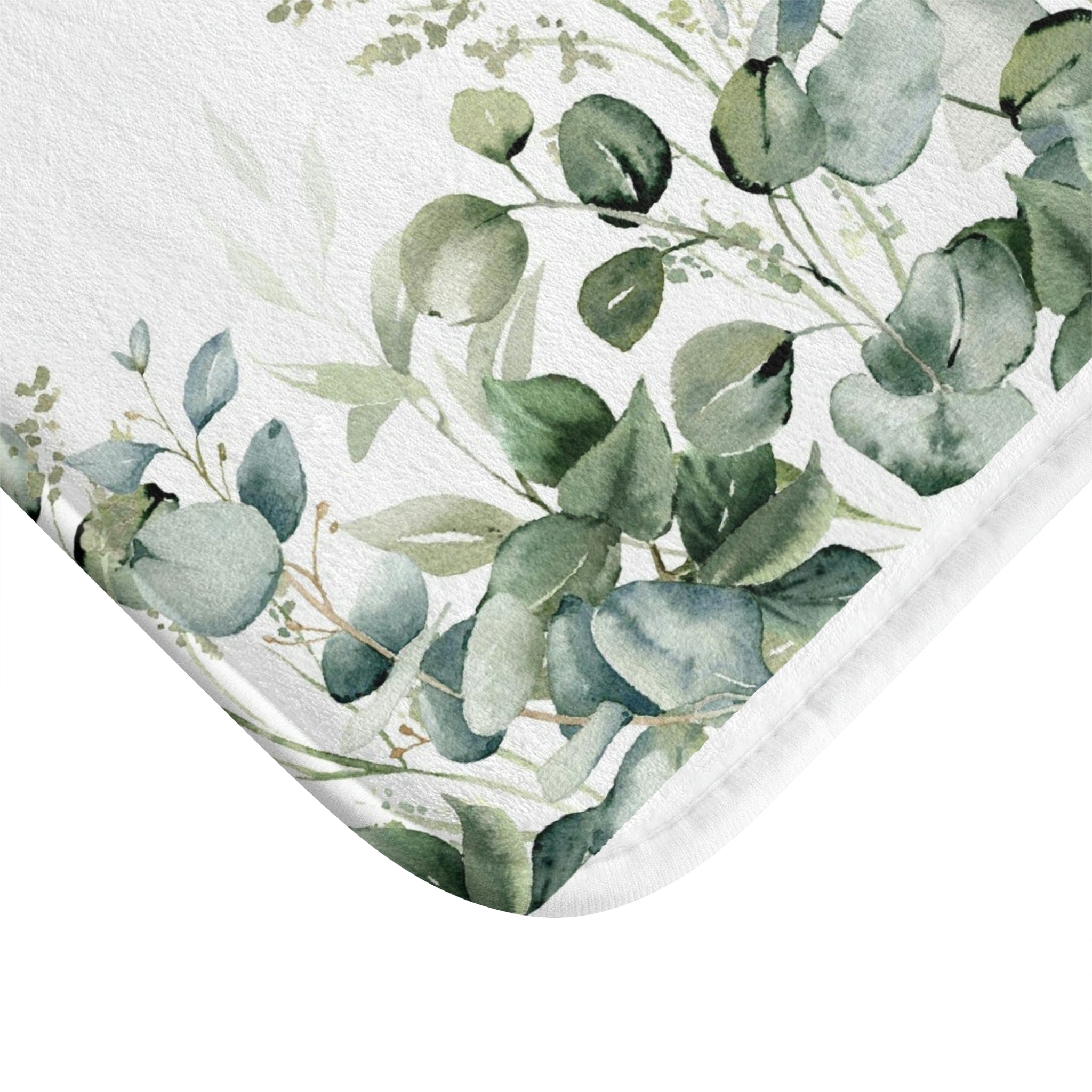 Eucalyptus Floral Bath, Kitchen Mat | Teal Blue Green White