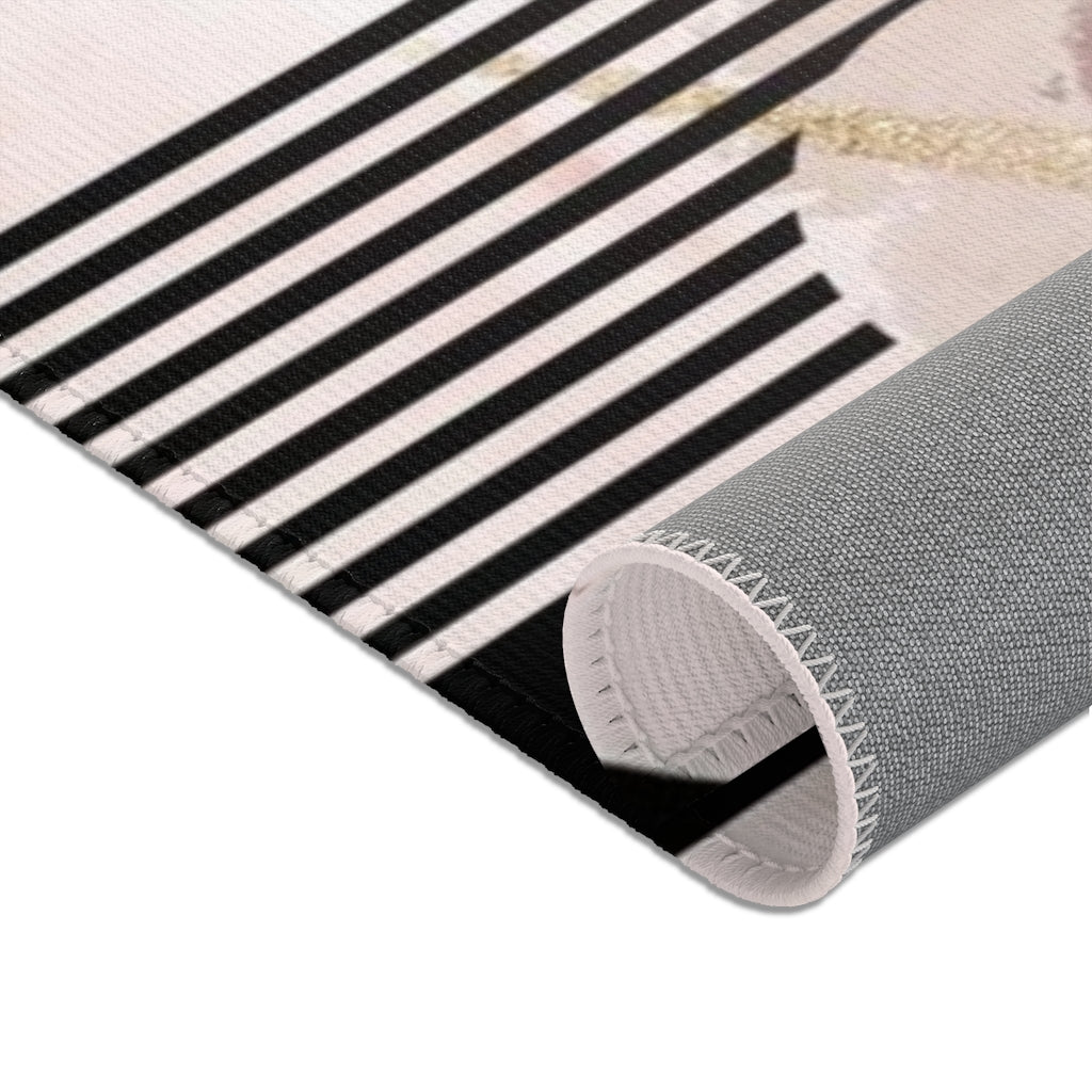 Geometric Area Rug | Black Blush Pink Shapes