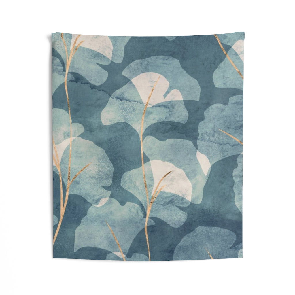Floral Tapestry | Blue Beige Gold