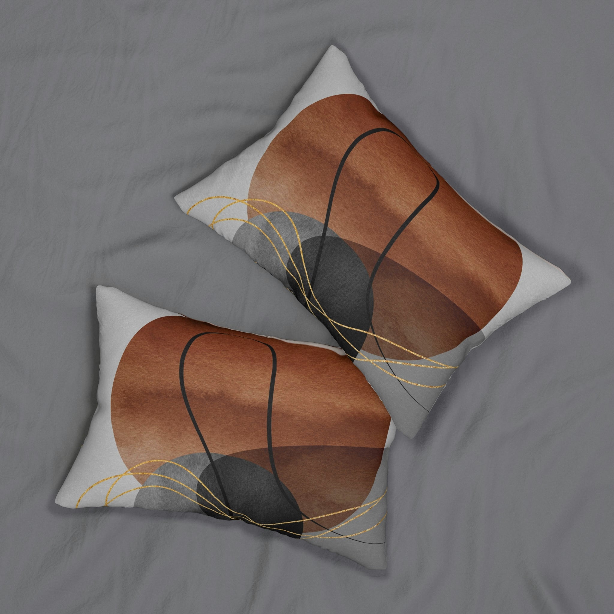 Boho Lumbar Pillow | Earthy Brown Abstract