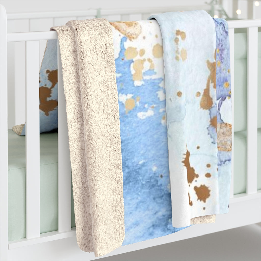 Abstract Comfy Blanket | Gold Blue Pink Pastel