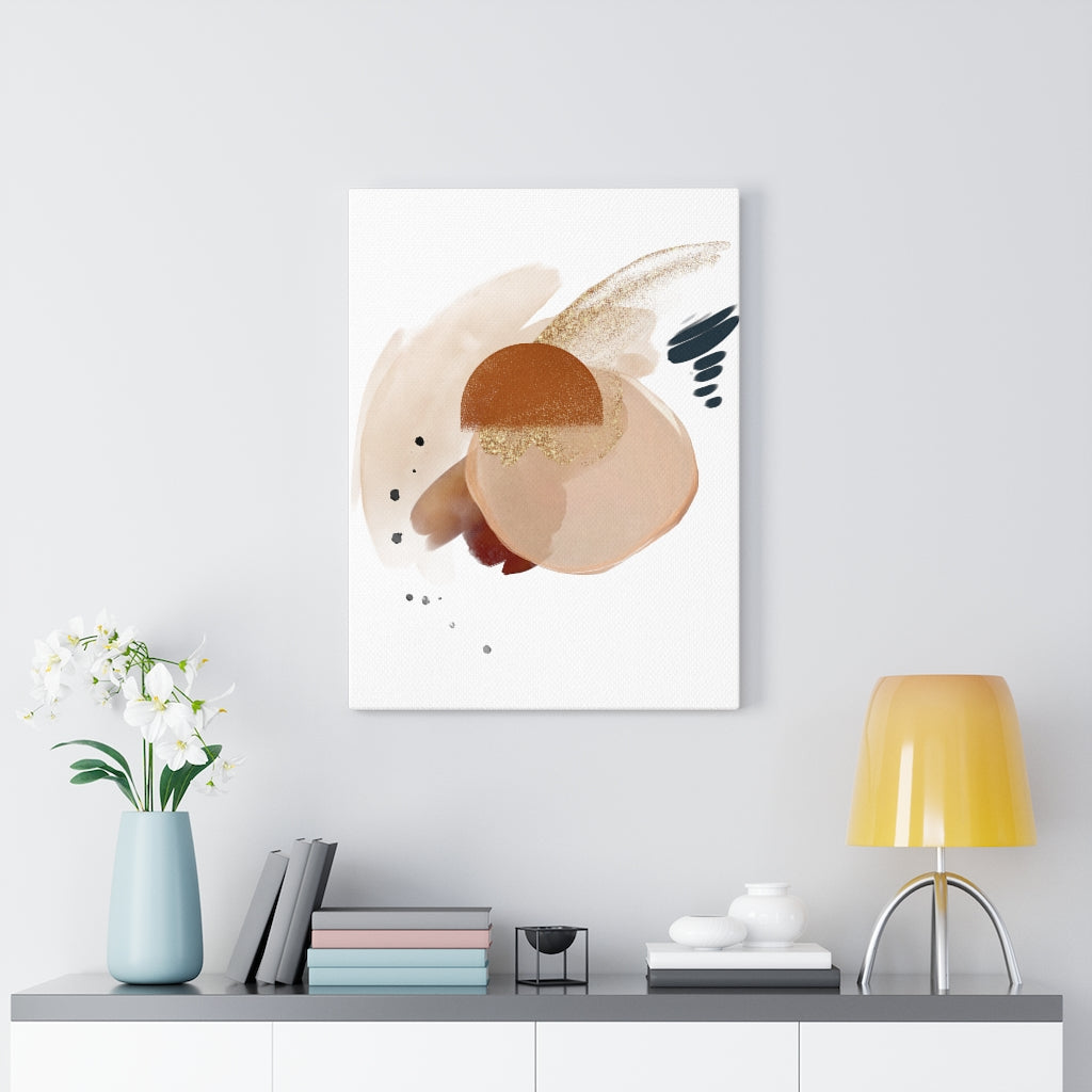Abstract Canvas Art | White Brown Beige Gold