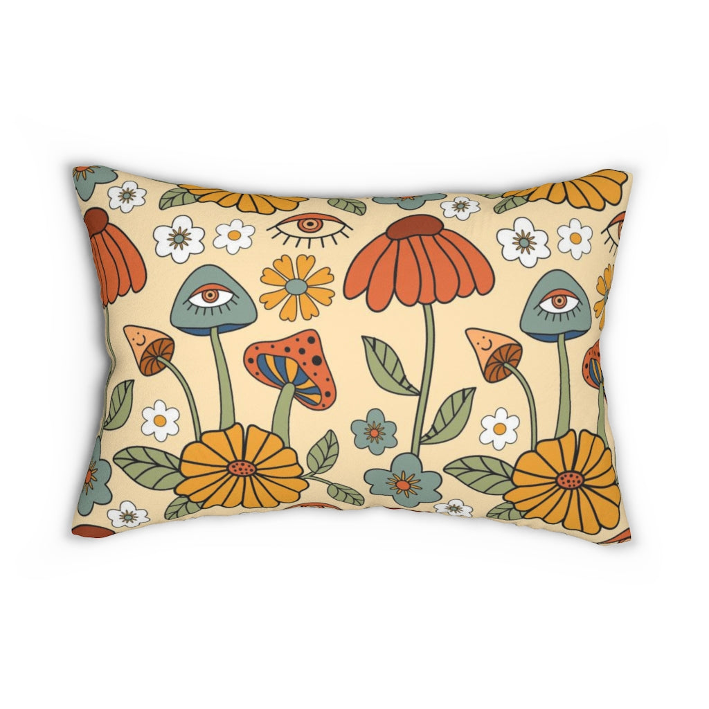 Whimsical Boho Lumbar Pillow | Beige Forest