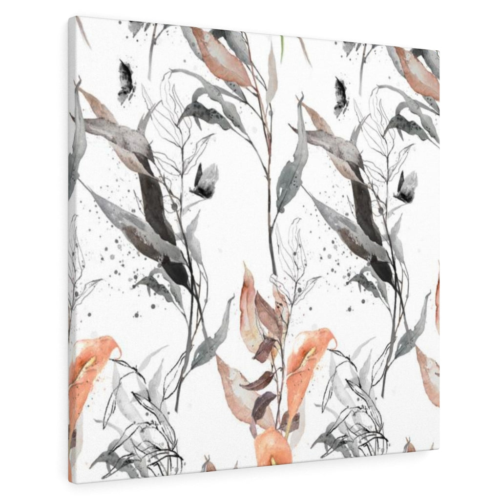 FLORAL WALL CANVAS ART | White Peach Grey
