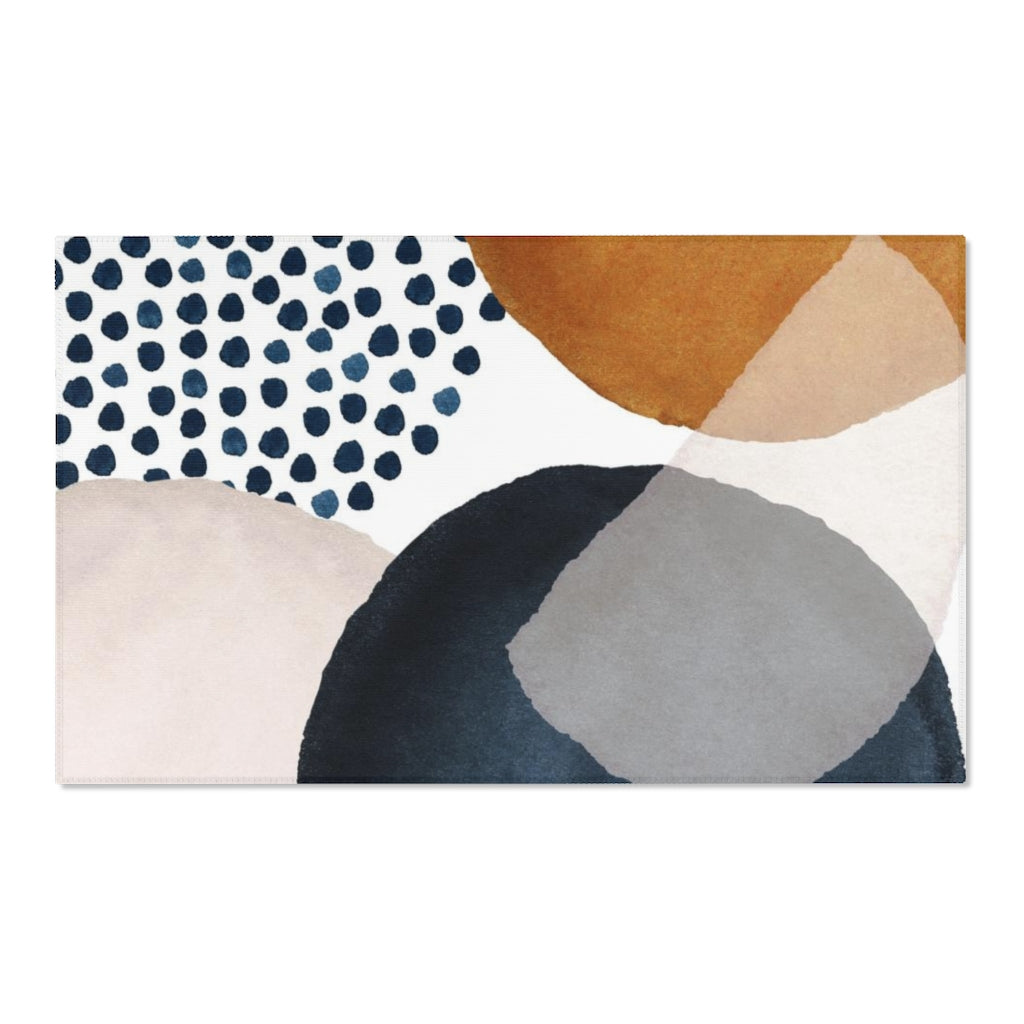 Abstract Area Rug | Brown Navy Cream