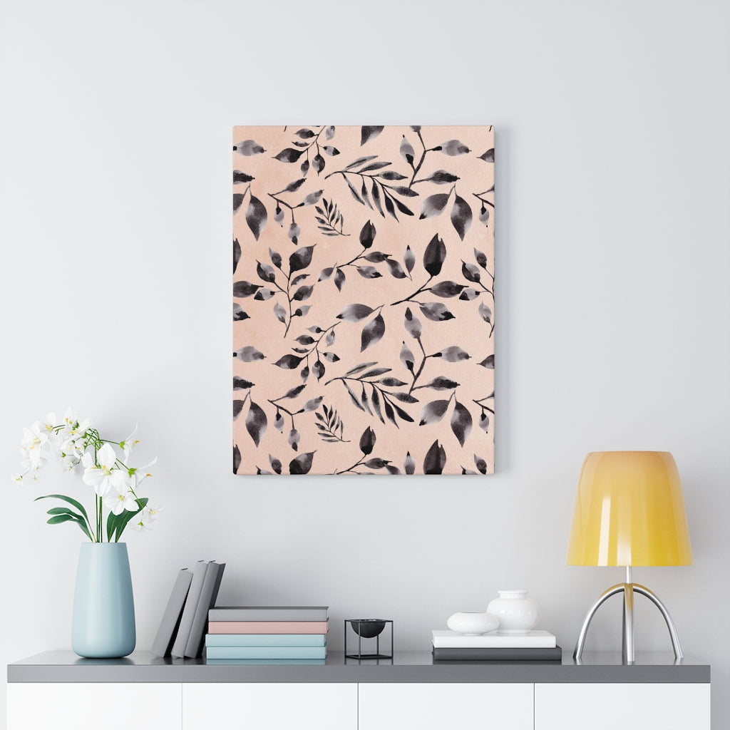 FLORAL WALL CANVAS ART | Blush Pink Grey Garden Leaves
