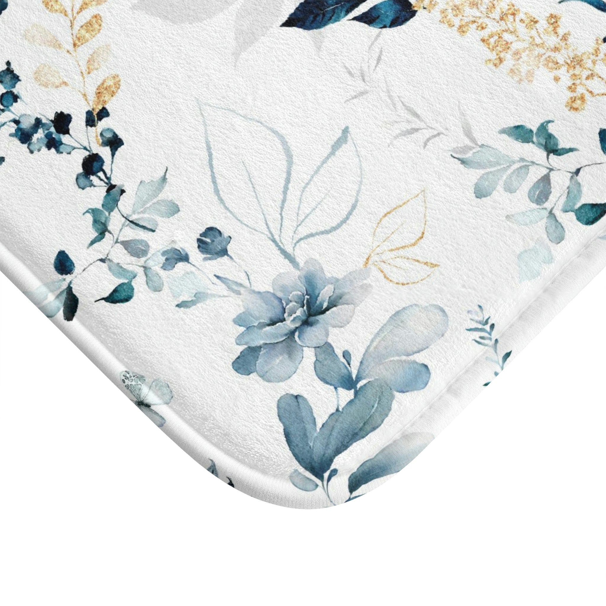 Boho Bath, Kitchen Mat | Floral Navy Blue Peonies
