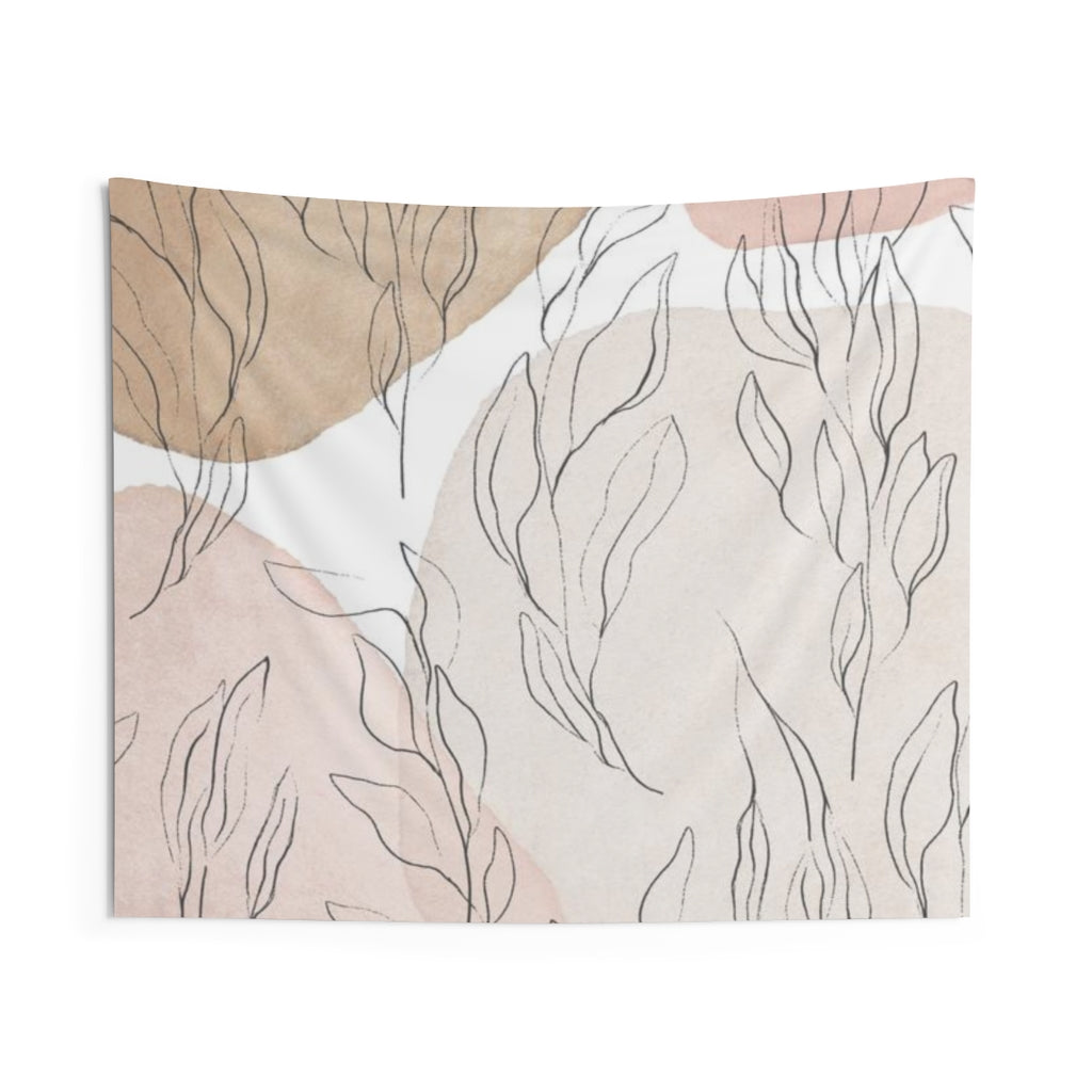 Floral Tapestry | Beige Blush Pink White