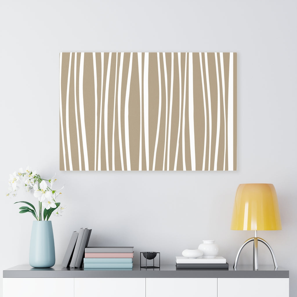 Abstract Canvas Art | Brown White Lines