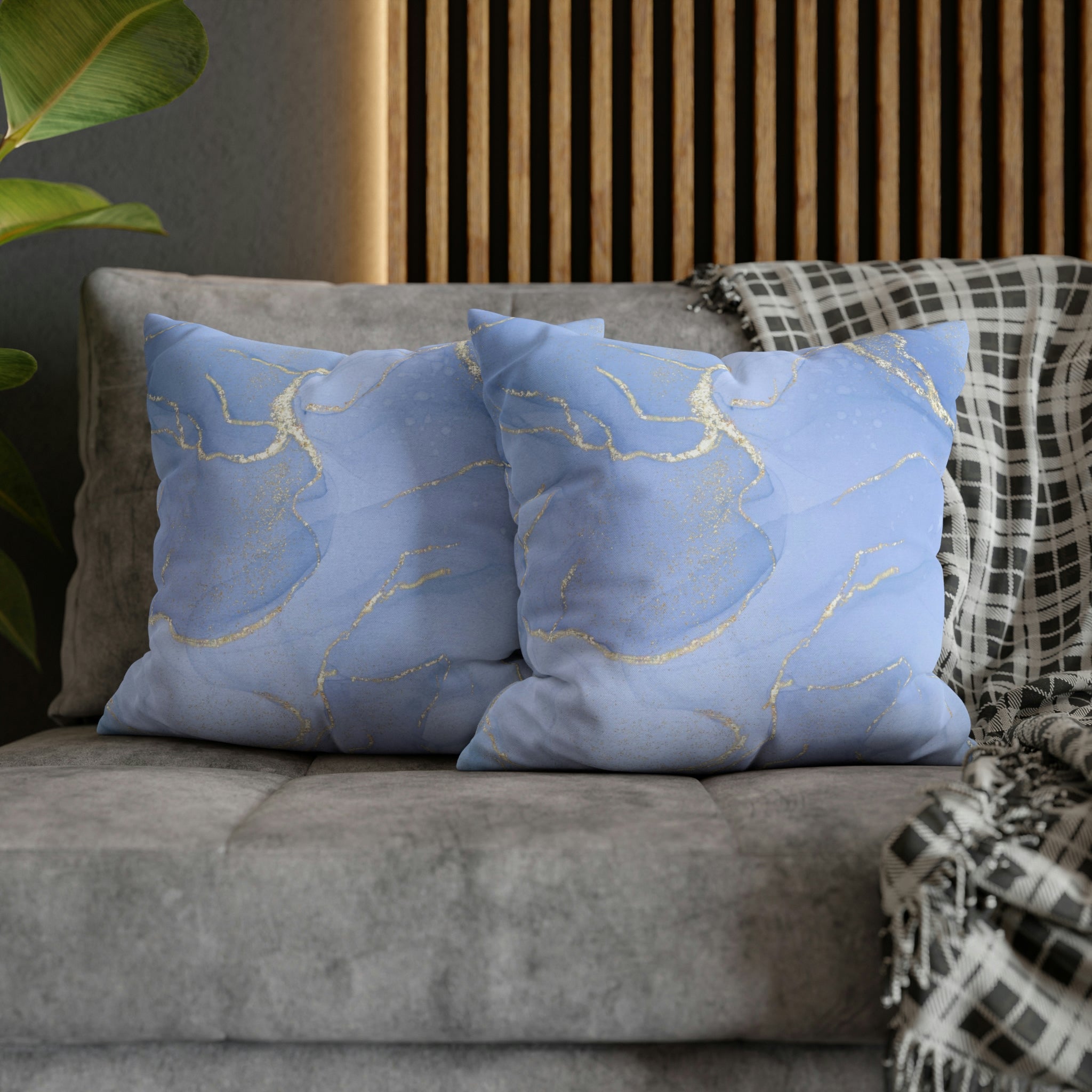 Abstract Boho Pillow Cover | Sky Blue Gold