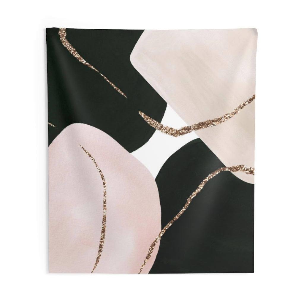 Abstract Tapestry | Beige Black Blush Pink Gold