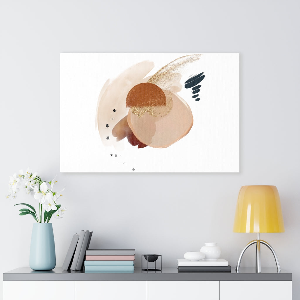 Abstract Canvas Art | White Brown Beige Gold
