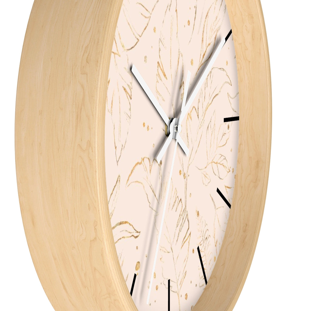Floral 10" Wood Wall Clock | Blush Pink Gold
