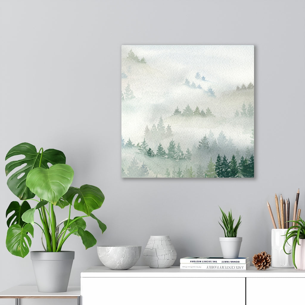 FLORAL CANVAS ART | White Green Ombre Forest