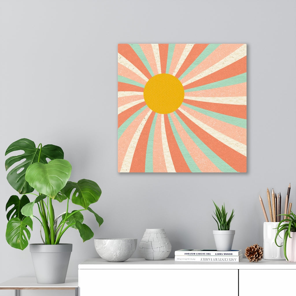 RETRO CANVAS ART | Mint Green Beige Yellow