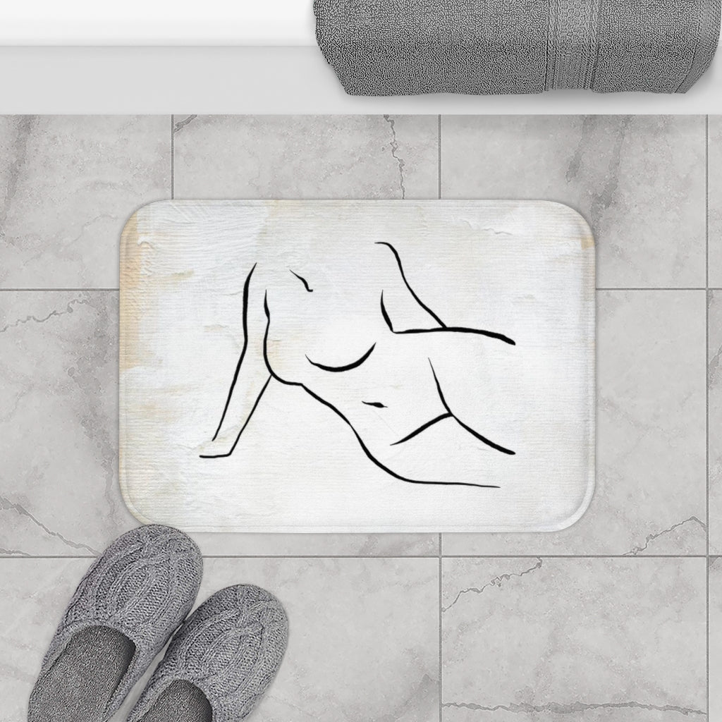 Terracotta Bath Mat | Beige Cream | One Line Art