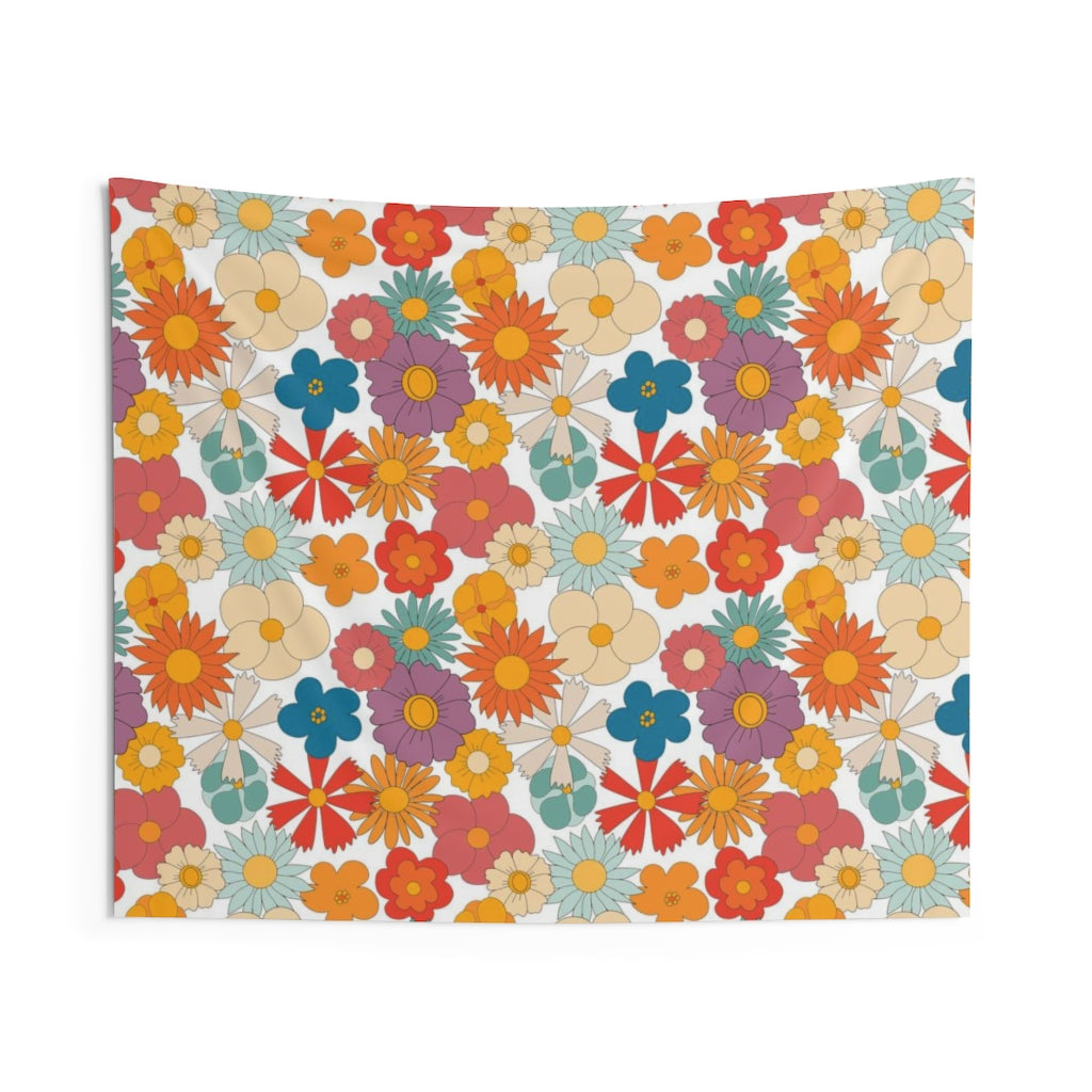 Floral Tapestry | Orange Red Green Beige