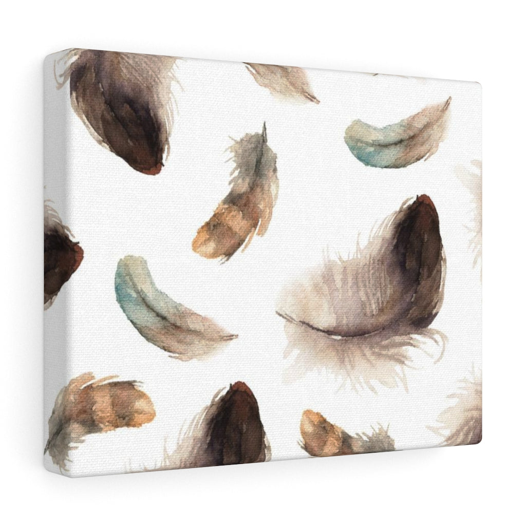 WHIMSICAL WALL CANVAS ART | Brown White Mint Feathers