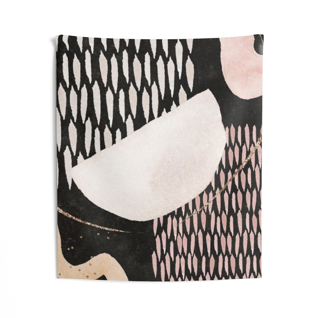 Abstract Tapestry | Pastel Pink Black Beige